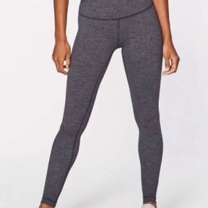 Lululemon Knit Herringbone Wunder Under full length black gray Leggings 6